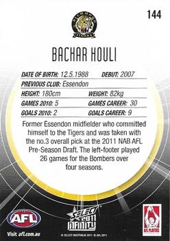2011 Select AFL Infinity #144 Bachar Houli Back